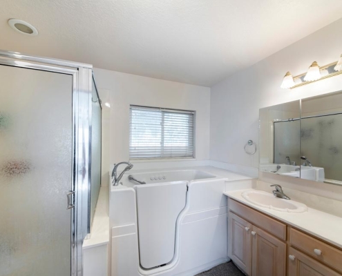 Walk-in bathtub with elderly and handicapped accessibility