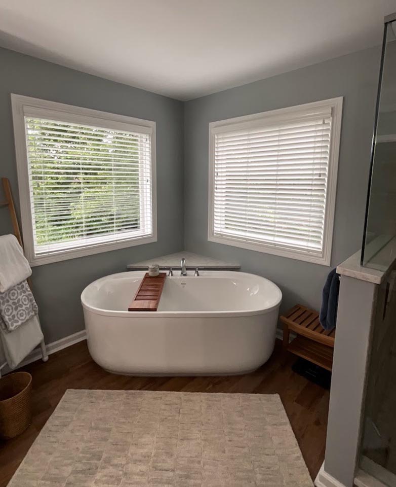 Big free standing tub in a bathroom remodel in Dayton, ohio